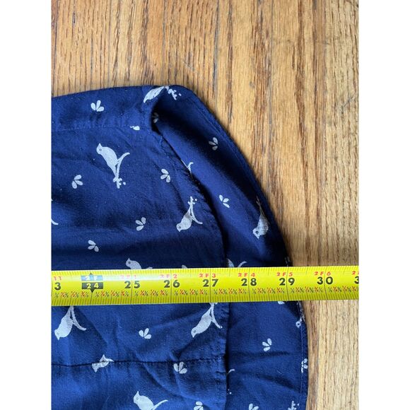Modcloth Blue White Bird Button Up Shirt Top Blouse  Women's Size Small - Picture 8 of 11